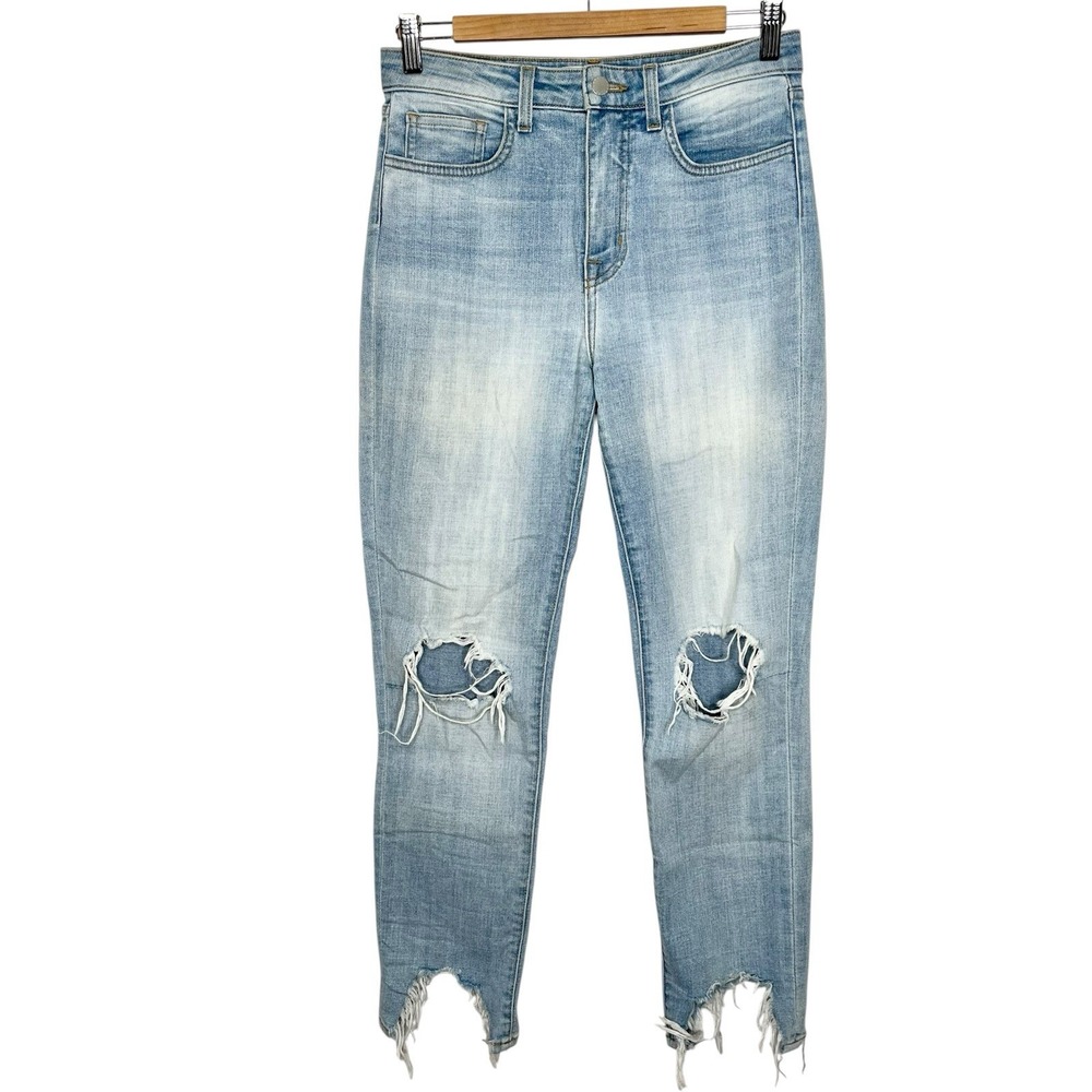 L'Agence High Line Skinny Jeans Womens Size 27 Stretch Distressed Light Wash